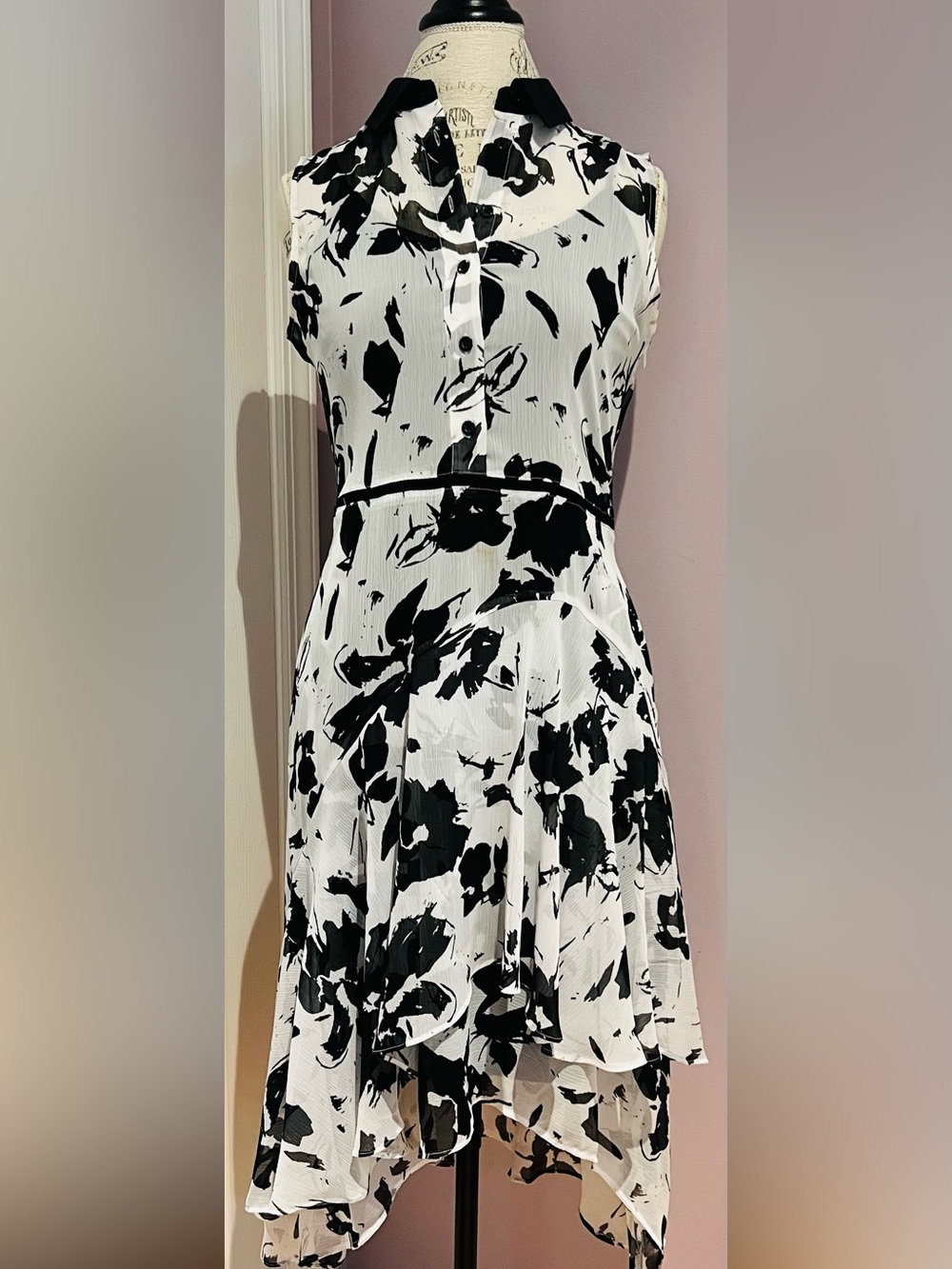 Simply Vera Wang Black & White Floral Fit-and-Flare Dress